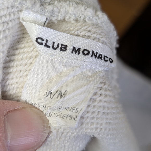 Club Monaco Cropped Sweatshirt Deep V Back Crewneck M - Picture 4 of 4